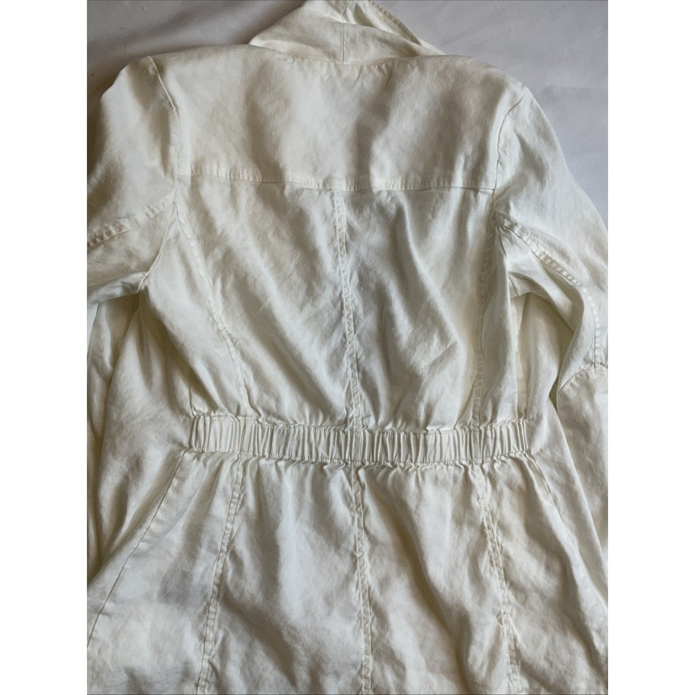 Not Your Daughters Jeans Linen Jacket Small White Waterfall Draped Open Coastal - Picture 7 of 9